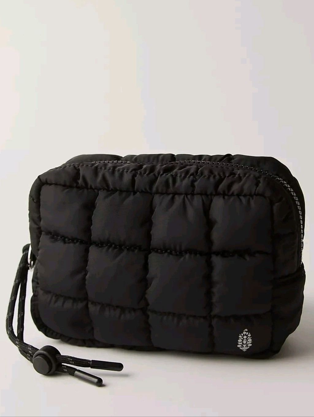Fp Movement Free People Black Quilted Mini Puffer Pouch Case Travel Bag